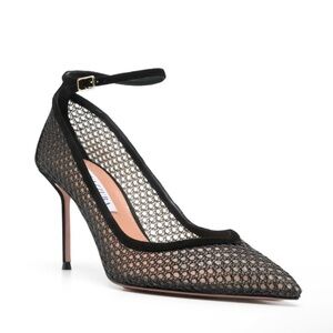 Aquazzura 85mm Asha black mesh pumps